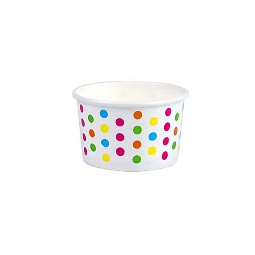 3oz. rainbow polka dot gelato cup